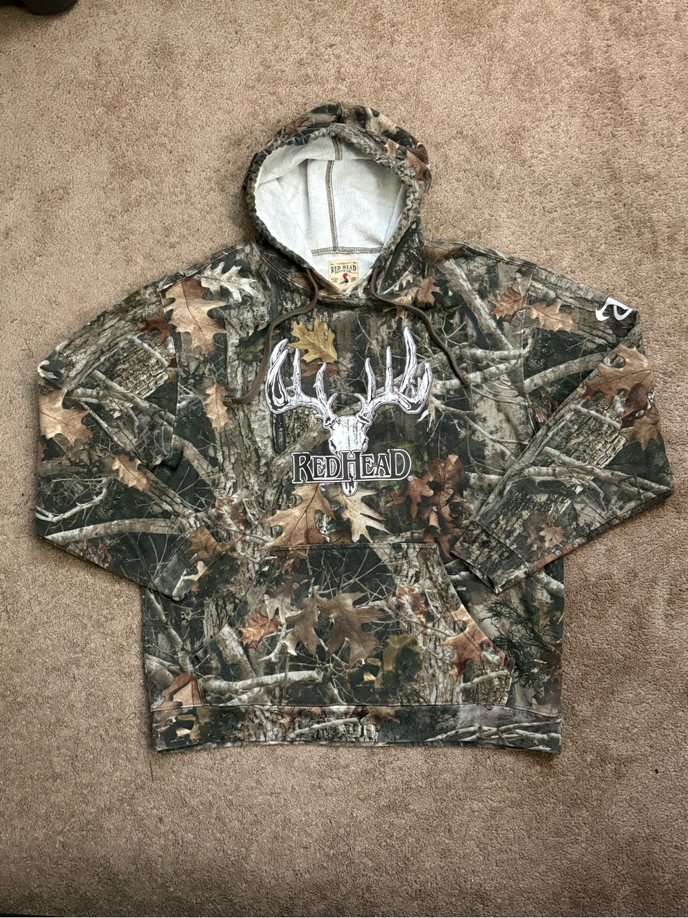 RedHead Hoodie Mens Large Brown Realtree Camo Fleece Pullover Hunting Outdoor